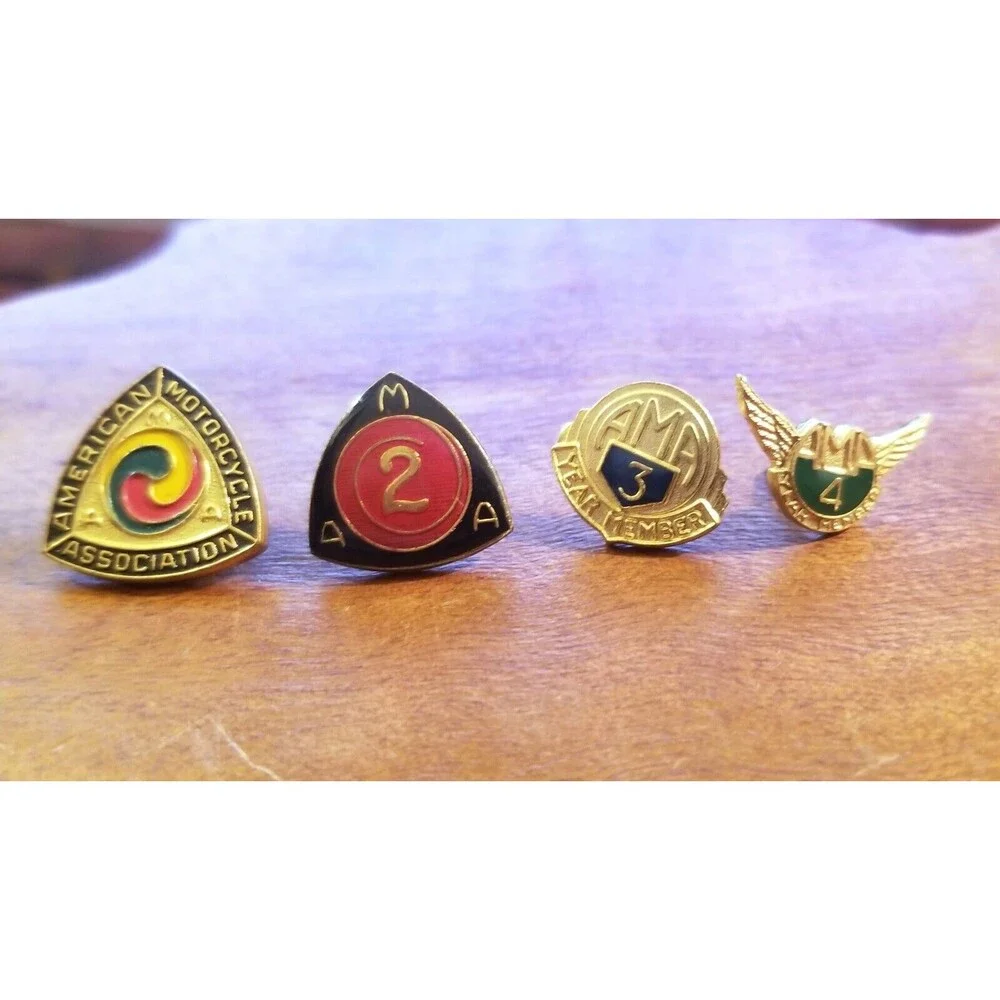 4 Vintage AMA Membership Lapel Pins American Motorcyclist Association 2 3 4 Year